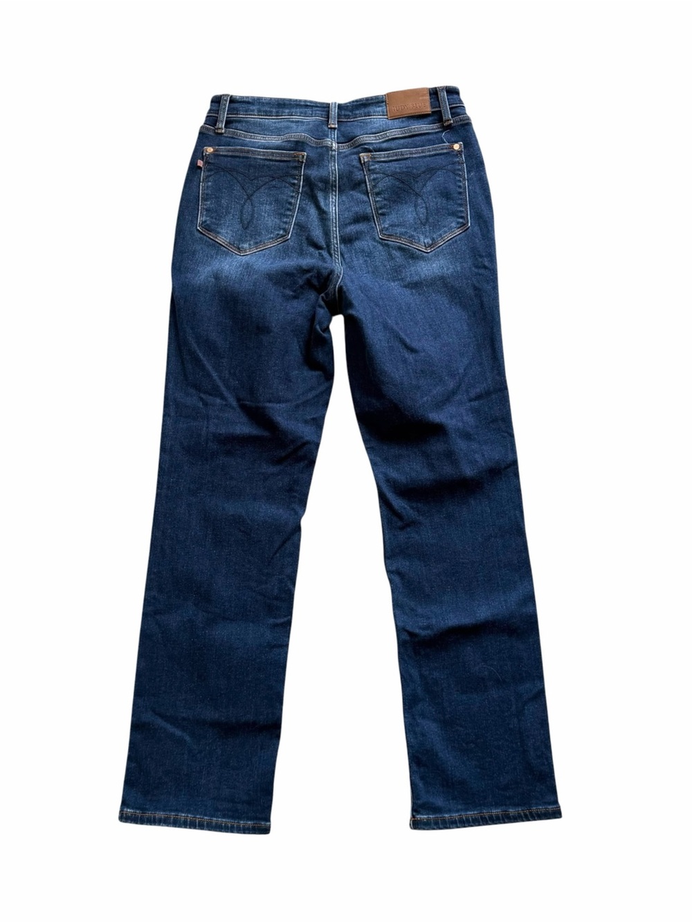 Judy Blue High Rise Thermal Straight Leg Jeans 13/31 Dark Blue Stretch Denim - Picture 4 of 7